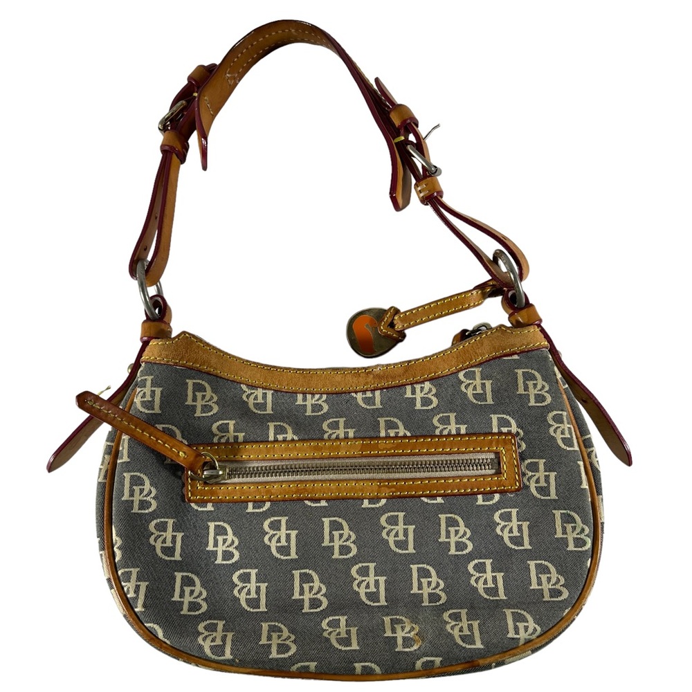 Dooney & Bourke Canvas Red Black Tan Leather Hobo Shoulder Bag